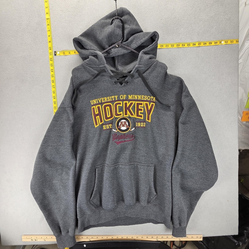 Minnesota Gophers Hoodie Mens XL Gray NCAA Hockey Signature Sportswear Lace Up